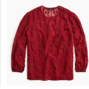 J crew ruby red embroidery flowy top